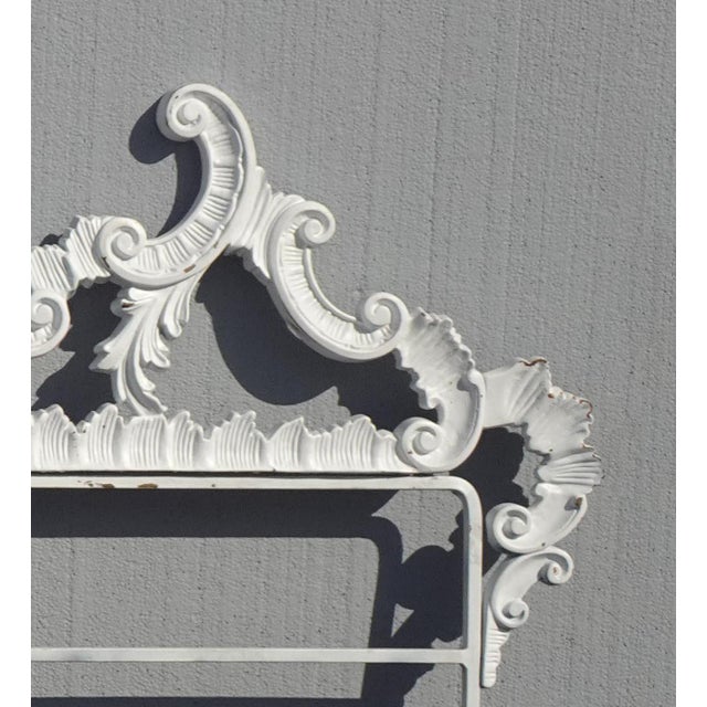 Vintage French Provincial Louis XVI Rococo White Metal King Headboard