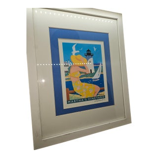 Signed Re (Bob) Kennedy Martha's VineyardFramed Lithograph Lighthouse Print For Sale