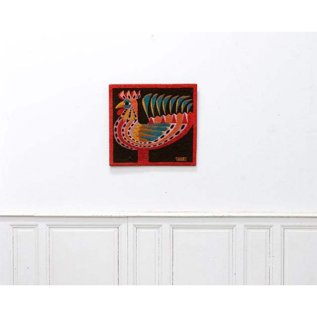 Brown P.Lobel, Canvas Rooster, 1950s, Textile and Wool For Sale - Image 8 of 8