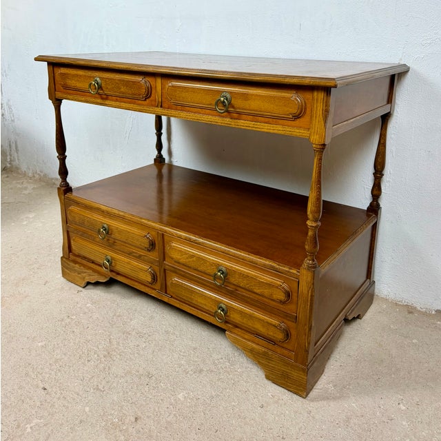 Wood Spanish Sideboard with Shelves and Six Drawers, 1980s For Sale - Image 7 of 14