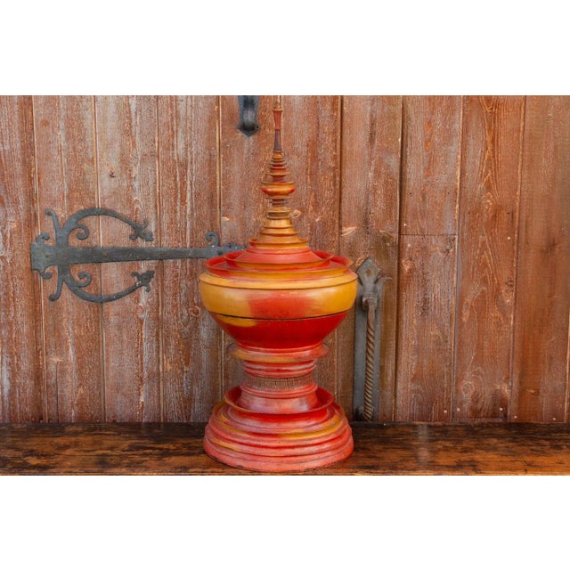 19th Century 19th Century Merigold Lacquered Burmese Vessel For Sale - Image 5 of 13
