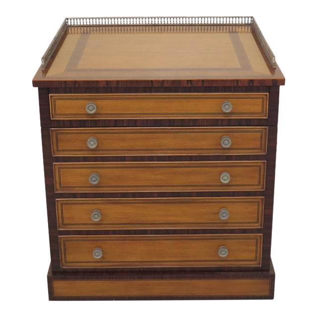 Traditional Maitland Smith Satinwood Inlaid Occasional Cabinet For Sale