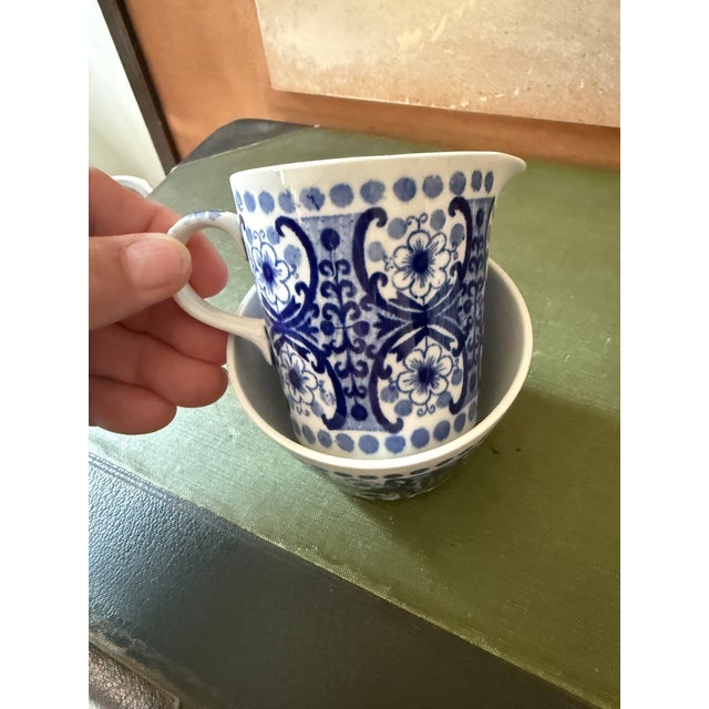 1960s 1961 Arabia Finland Ali Blue Creamer and Sugar Bowl Raija Uosikkinen - Set of 2 For Sale - Image 5 of 7