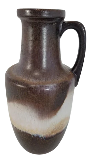 Mid-Century Modern Scheurick Keramik with Germany Brown Ceramic Handled Pitcher Jug