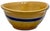 Antique Thick Yellow Ware 12 Inch Kitchen Mixing Bowl With Unusual 2 Color Blue Banded Decoration - Late 1800s. For Sale - Image 9 of 18