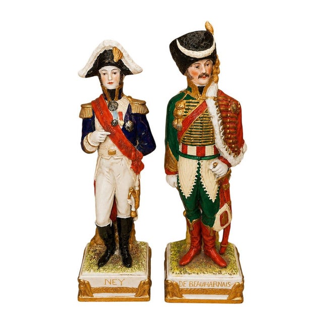 Napoleonic Polychrome Porcelain Statuettes, 1800s, Set of 2 For Sale - Image 6 of 6