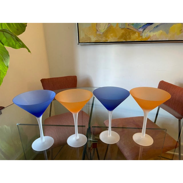 Glass Vintage Frosted Martini Glasses - Set of 4 For Sale - Image 7 of 9