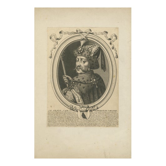 Nicolas de Larmessin, Grand Khan of Tartary Portrait, 1660, Engraving For Sale