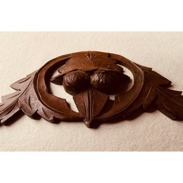 19th C. Hand-Carved Walnut Architectural Fragment - Acorn & Oak Leaf Medallion For Sale - Image 11 of 13