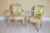 19th C. Louis XVI Style Silk Upholstered Painted Fauteuils - Set of 2 For Sale - Image 4 of 16