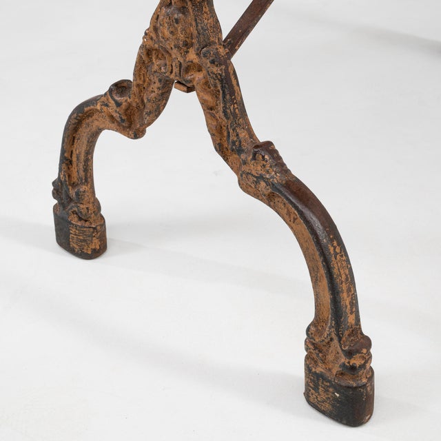 1900s French Bistro Table With Base Cast Iron & Wooden Top For Sale - Image 13 of 18