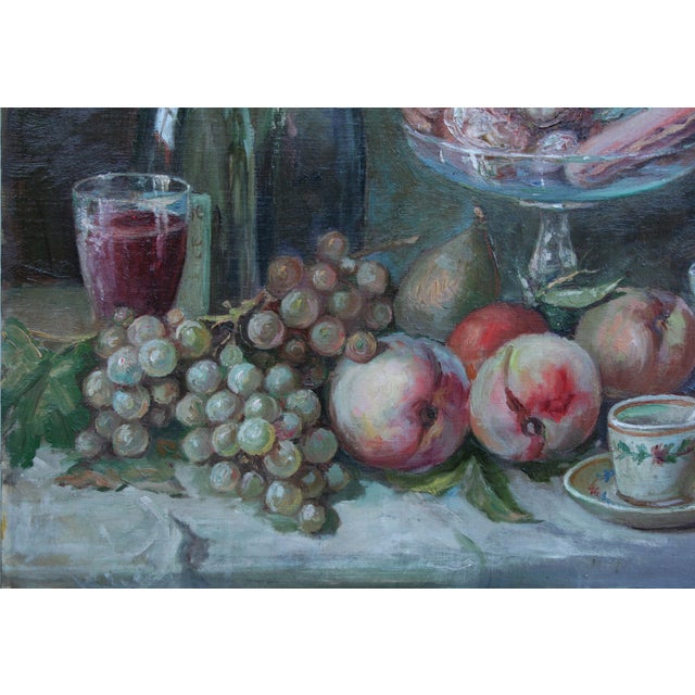 Baroque Mid Century Still Life With Pastries and Fruit For Sale - Image 3 of 5