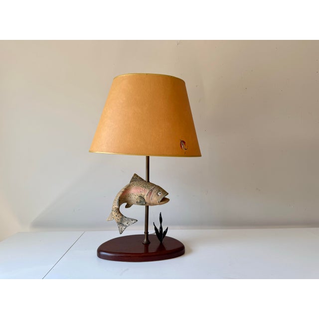 Campaign 1970s Rainbow Trout Fish Table Lamp For Sale - Image 3 of 12
