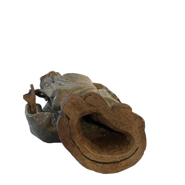 Brown 20th Century Chinese Glazed Pottery Figure of an Old Man For Sale - Image 8 of 9
