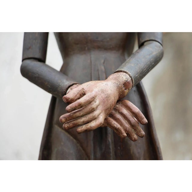 Brown 18th Century Baroque Santos Sculpture With Articulated Arms, Portuguese For Sale - Image 8 of 13