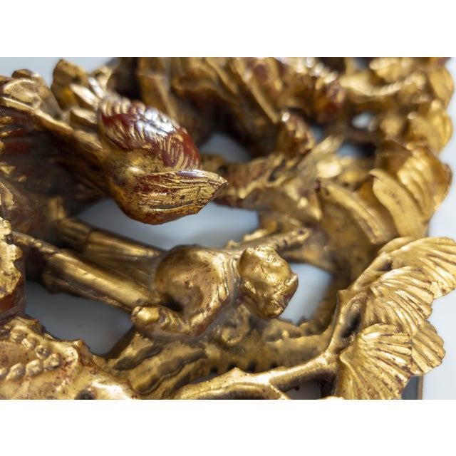 Early 20th Century Chinese Carved Giltwood Panel With Damaged Crane For Sale - Image 4 of 8
