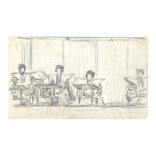 1907 Japanese Figures Drawing For Sale