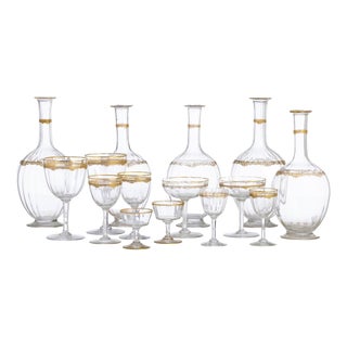 Glass and Crystal Glassware Service, Set of 57 For Sale