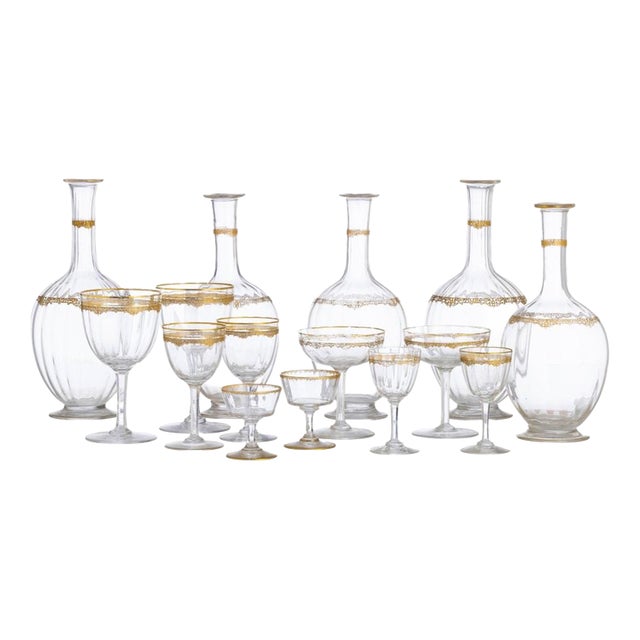 Glass and Crystal Glassware Service, Set of 57 For Sale