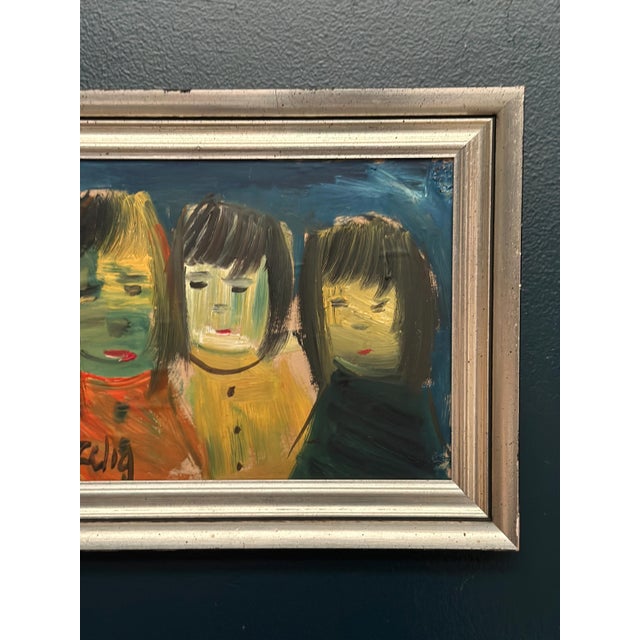 Louis Zelig, Three Little Children, 1960s, Oil Painting on Panel, Framed For Sale - Image 5 of 13