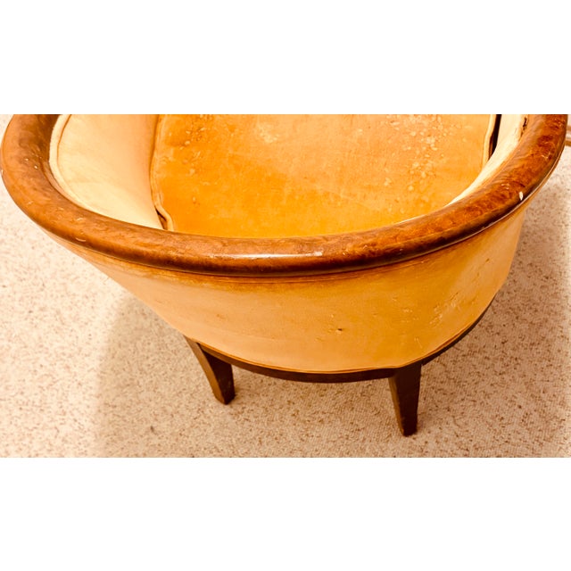 Textile Vintage French Empire Style Barrel Back Accent Chair For Sale - Image 7 of 9