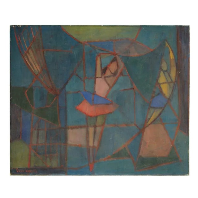 Mid 20th Century "Abstract Ballerina" Modernist Figurative Oil Painting by Sidnee Livingston For Sale - Image 11 of 11