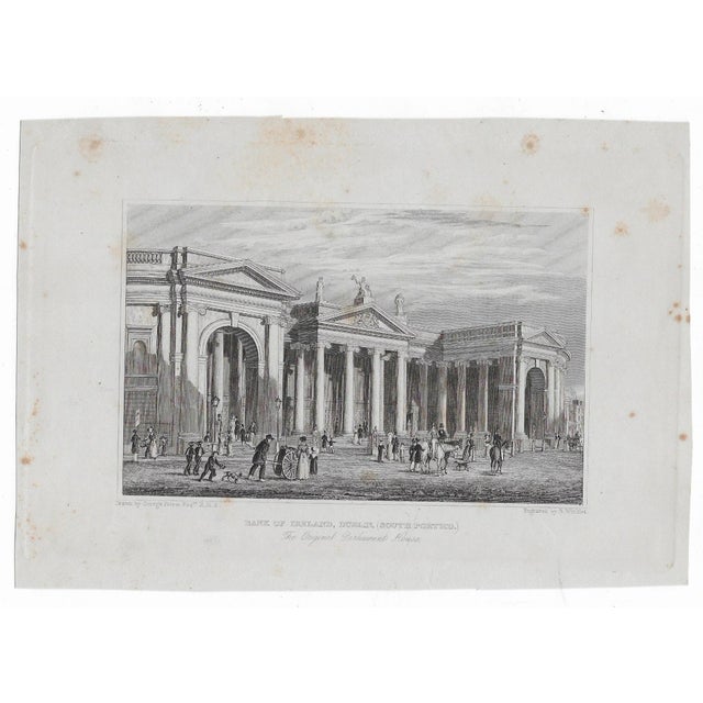 Antique engraving of The Bank of England (Original Houses of Parliament).