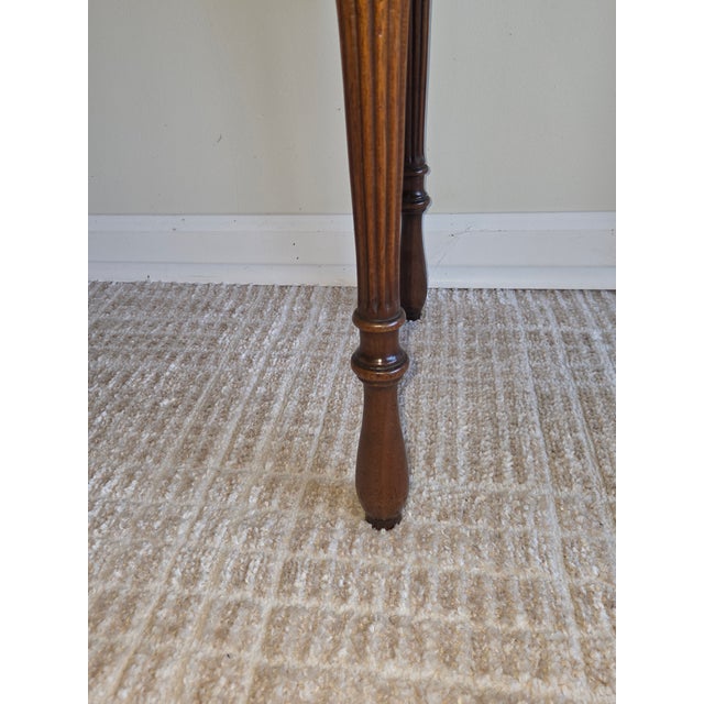 Wood Sheraton Style Mahogany One-Drawer Stand With Burlwood Drawer Front For Sale - Image 7 of 10