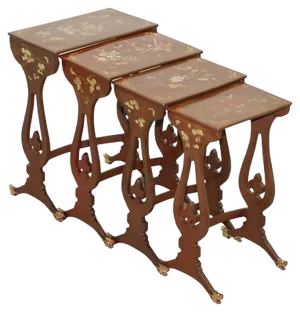 Chinese Brown Lacqurered Tables, 1880s, Set of 4