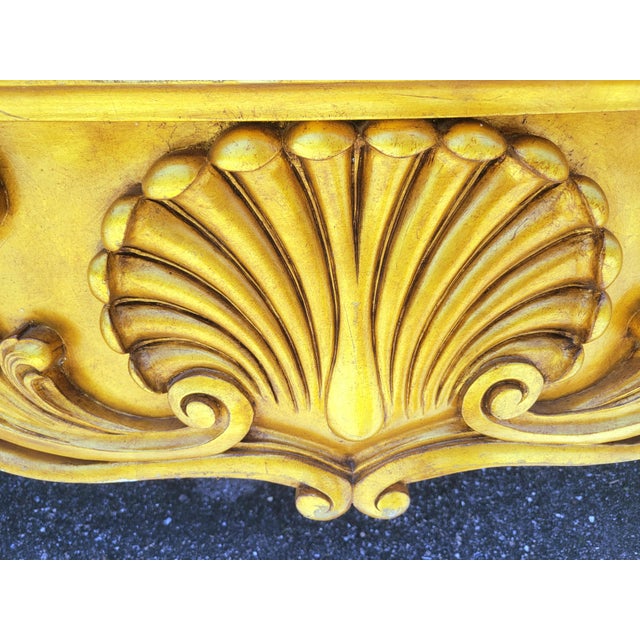 Wood ​Monumental Exquisite Vintage Louis XV Rococo-Style Gilt Wood and Off White Marble-Top Wall-Mounted Console Table For Sale - Image 7 of 12