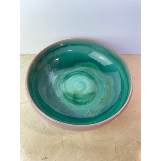 Mid-Century Modern Vintage Stangl Pottery Terra Rose Bowl, Mauve & Turquoise Swirl, Trenton Nj For Sale - Image 3 of 9