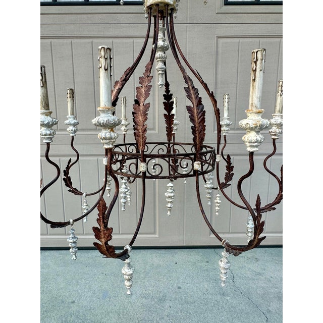 Vintage French Rustic La Maison 8 Light Chandelier For Sale - Image 10 of 11