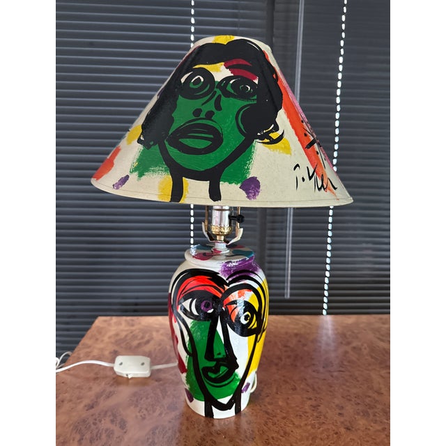 Peter Keil 1970s Original Peter Keil Colorful Lamp and Shade Painting For Sale - Image 4 of 8