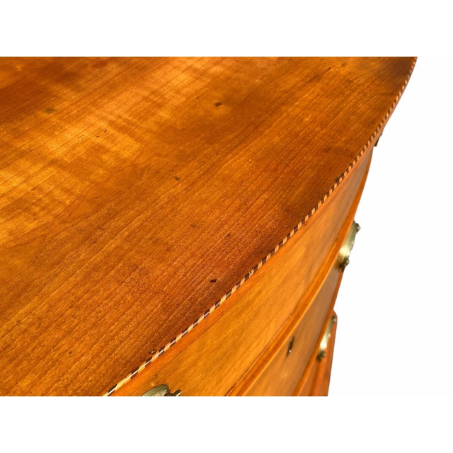 Chestnut Antique Chippendale Connecticut River Valley Cherry Bowfront Bachelor's Chest For Sale - Image 8 of 12