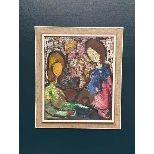 Original Swedish Oil on Canvas – “Girls in Interior” by Gösta Falck – Vintage – 61 × 50 cm (approx. 24" × 20") | Framed 75...