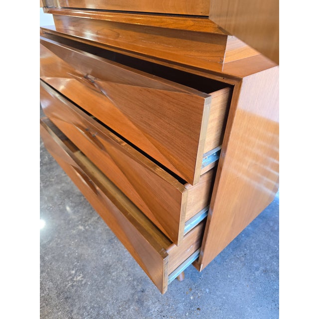 1960s Merton Gershun Walnut Tall Dresser Chest, Attributed For Sale - Image 6 of 12