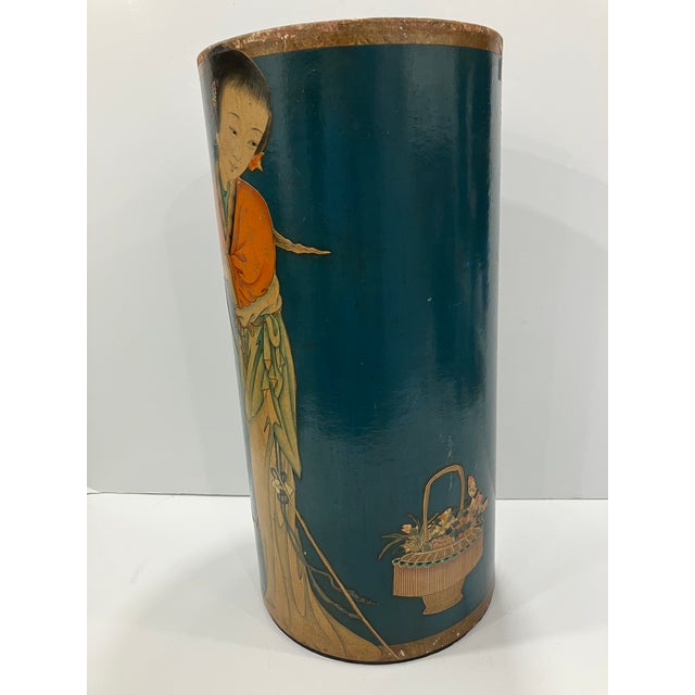 Blue Chinoisere Vintage Wastebasket For Sale - Image 8 of 8