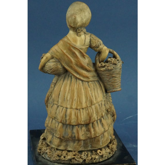 20th Century Terracotta Sculpture of Lady in 18th Century Clothes with a Basket of Flowers by G. Launeck, Austria, Early 1900s For Sale - Image 10 of 18