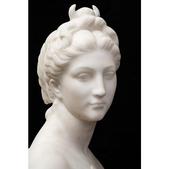 Antique 19th Century Neo-Classical Sculpture in White Statuary Marble Depicting Diana the Huntress, France For Sale - Image 3 of 7