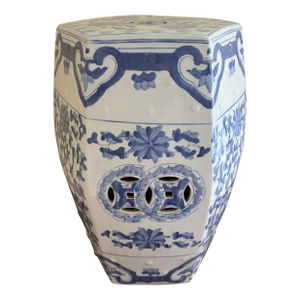 Late 20th Century Blue and White Chinoiserie Porcelain Garden Stool