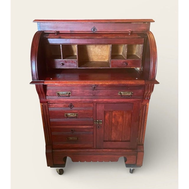 Vicorian Eastlake Barrel Top Desk C. 1870 For Sale - Image 6 of 18