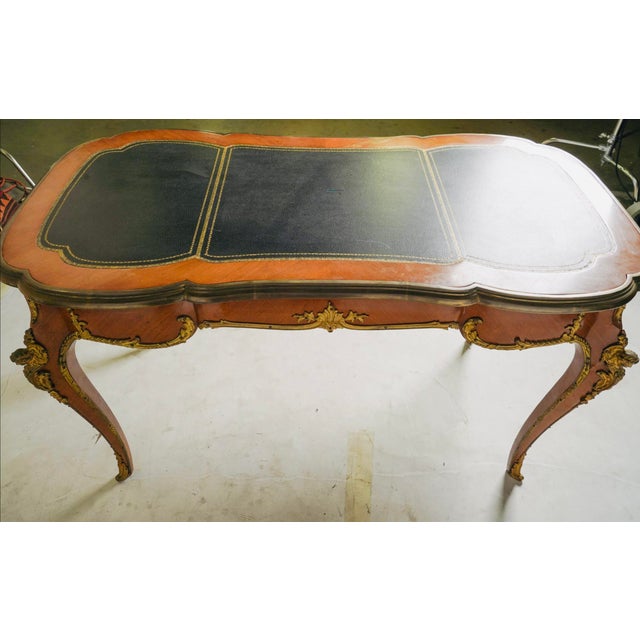 Pair of Mid 20th Century Louis XV Style Black Leather-Top Writing Desks With Figural Gilt Mounts For Sale - Image 17 of 17
