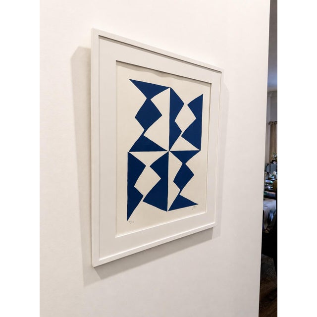 Contemporary Upton Home “Trestle Royal” Blue & White Framed Abstract Print, 2018 For Sale - Image 3 of 3