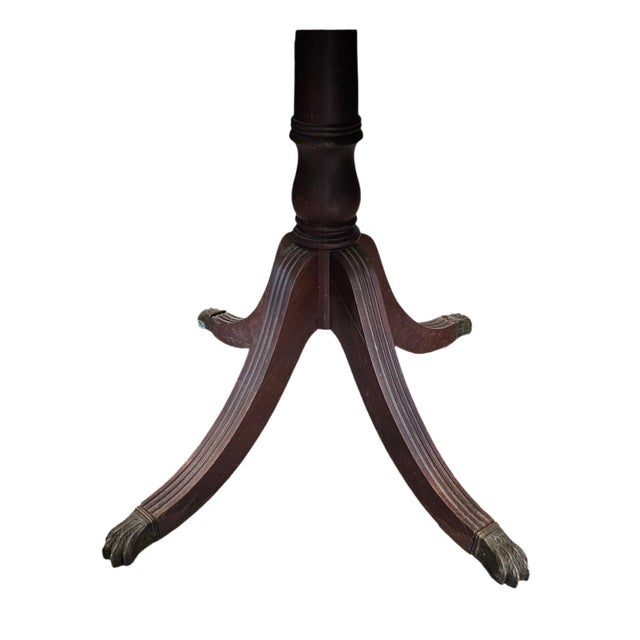 Duncan Phyfe Antique Duncan Phyfe Mahogany Drop-Leaf Pedestal Table With Brass Feet For Sale - Image 4 of 5