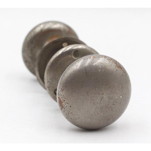 Vintage Round Nickel Brass Passage Door Knobs House Set - Set of 4 For Sale - Image 4 of 7