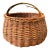 Large Antique Hand Woven Willow Gathering Basket Branch Handle For Sale