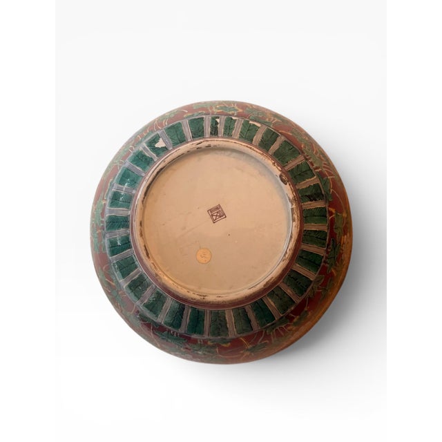 Japanese Late 20th Century Large Kutani Style Japanese Porcelain Centerpiece Bowl With Floral & Figural Decoration For Sale - Image 3 of 9