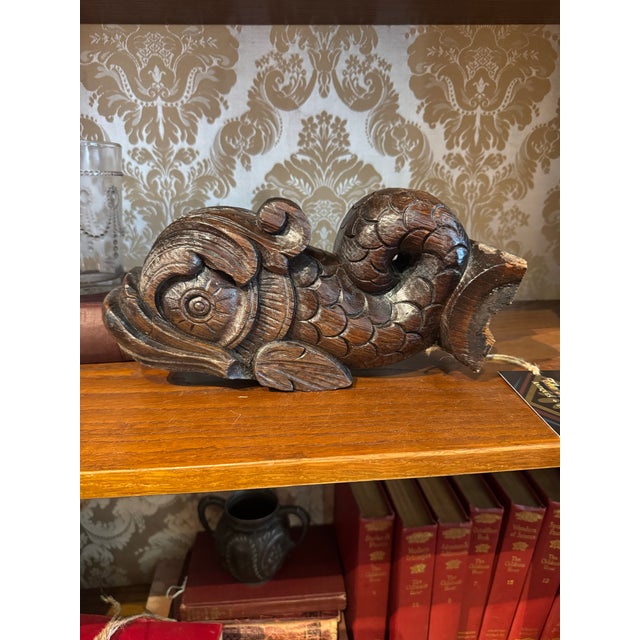 Pair of Antique Carved Wooden Corbels- Classical Dolphin For Sale - Image 4 of 10