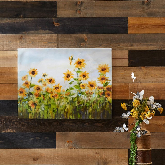 Realism Sunflower Field Canvas Wall Art 32"L For Sale - Image 3 of 3