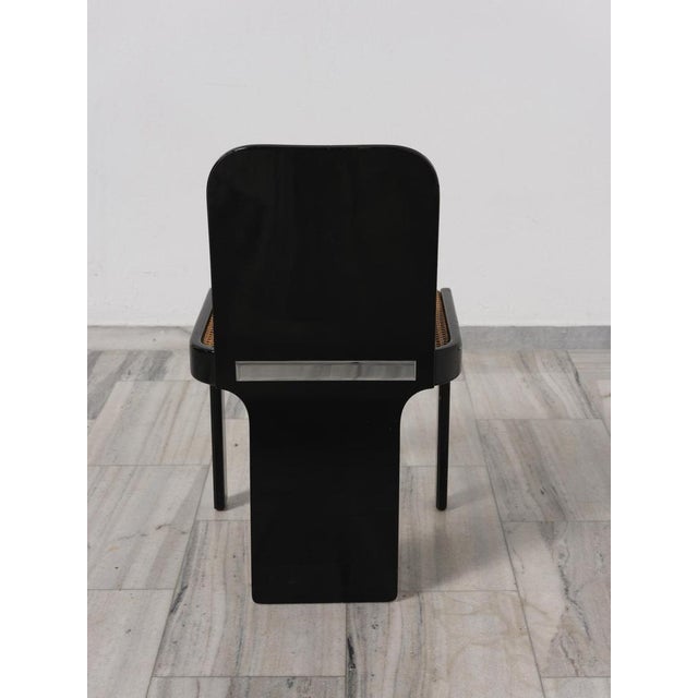 Black Vintage Lacquered Wood Chairs with Vienna Straw by Pierluigi Molinari for Pozzi, 1970, Set of 5 For Sale - Image 8 of 12